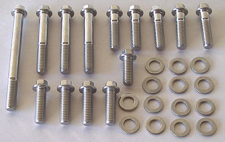 thumbnail image 2 of Stage 8 Stainless Steel Header Bolt Kit For Small Block Ford - 16 Piece Locking Fastener Set 2 of 12